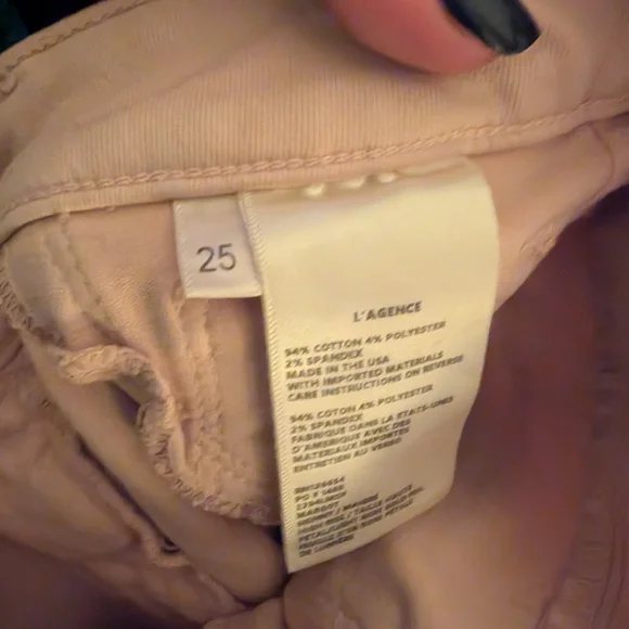 L'AGENCE Margot High Rise Skinny in Petal & Light Rose Gold Foil Sz 25 - Picture 7 of 12